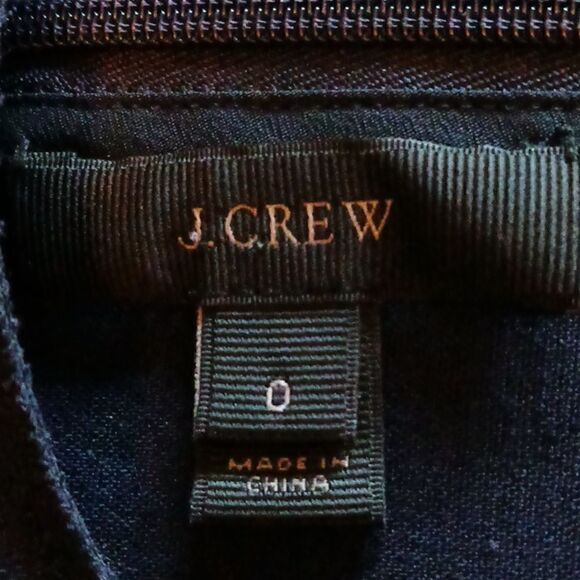 J CREW Scalloped Navy Sheath Sleeveless Dress Sz 0 - Picture 10 of 11